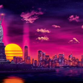 Retro NYC Commission - Synthwave Art - Patrick King Art